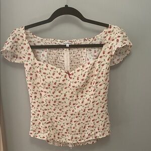 Reformation Cream Floral Blouse